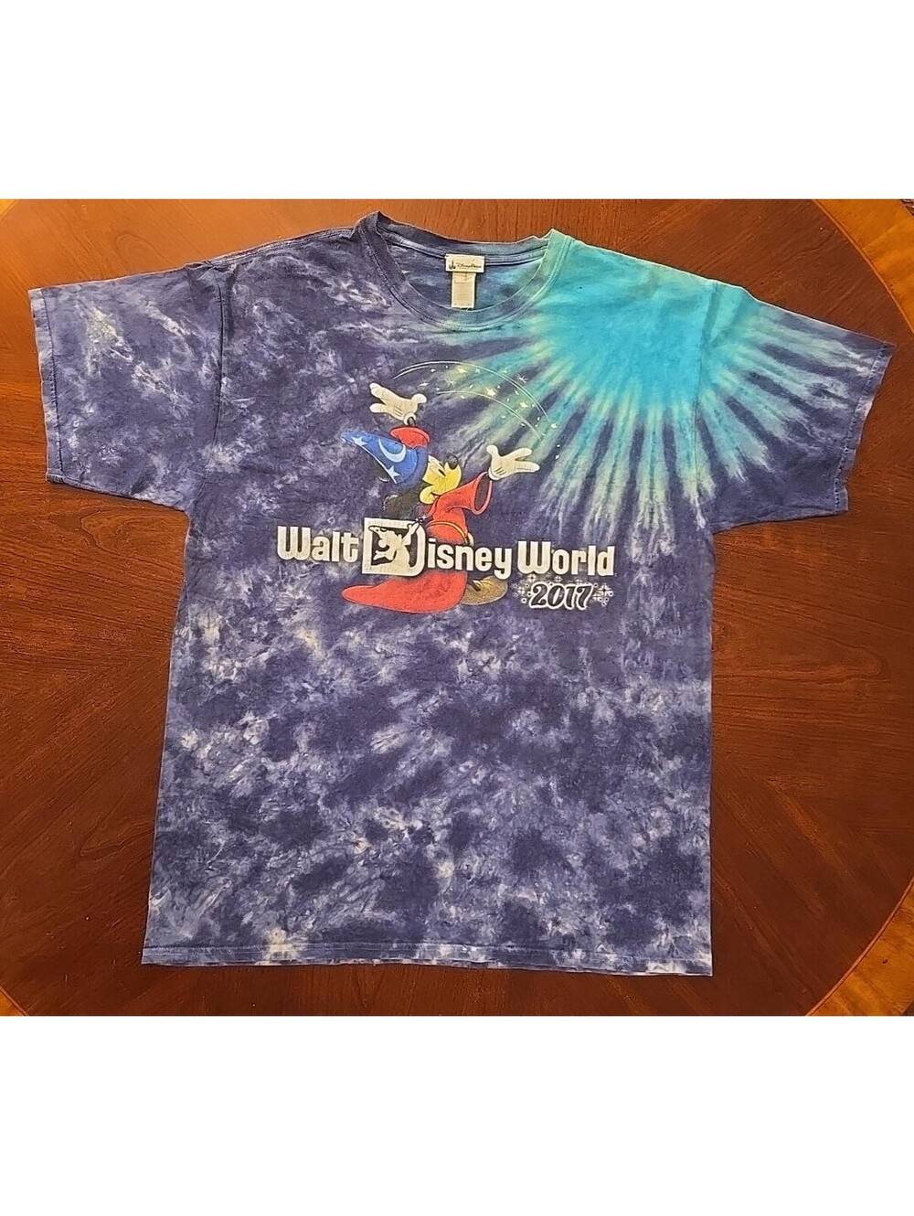 Disney Parks Walt Disney World 2017 Sorcerer Mickey Tie Dye T Shirt XL Fantasia